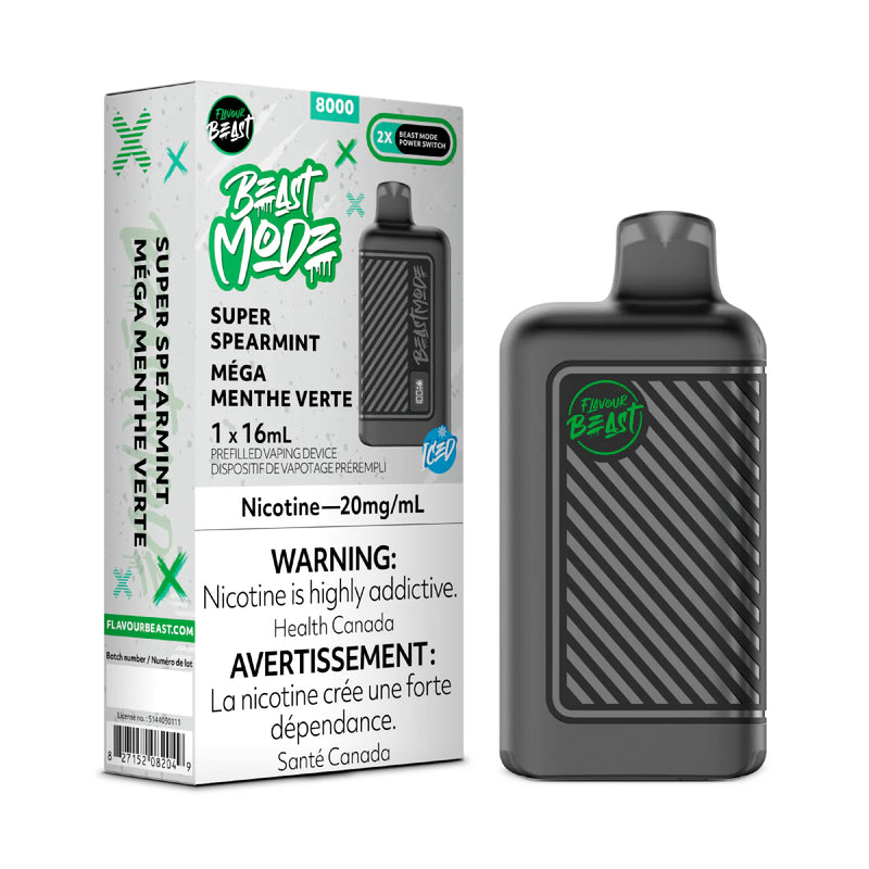 FLAVOUR BEAST BEAST MODE 8K - SUPER Spearmint ICED / 20MG - Disposables FLAVOUR BEAST BEAST MODE 8K | Downtown Smokes N