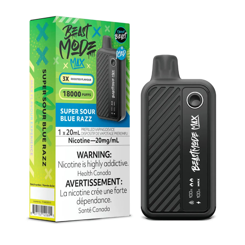 FLAVOUR BEAST BEAST MODE MAX 18K - SUPER Sour Blue Razz ICED / 20MG - Disposables FLAVOUR BEAST BEAST MODE MAX 18K