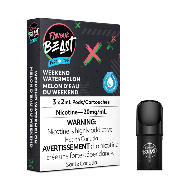 FLAVOUR BEAST PODS - Weekend Watermelon Iced / 20MG - Closed Pods FLAVOUR BEAST PODS | Downtown Smokes N Vapes