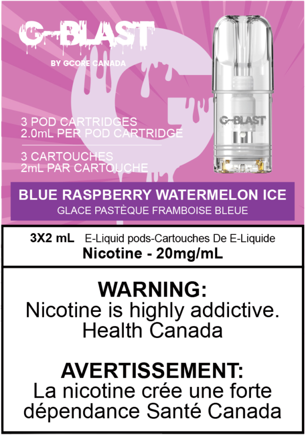 G Blast Pods by G-Core - Blue Raspberry Watermelon ICE / 20MG - Closed Pods G Blast Pods by G-Core | Downtown Smokes N