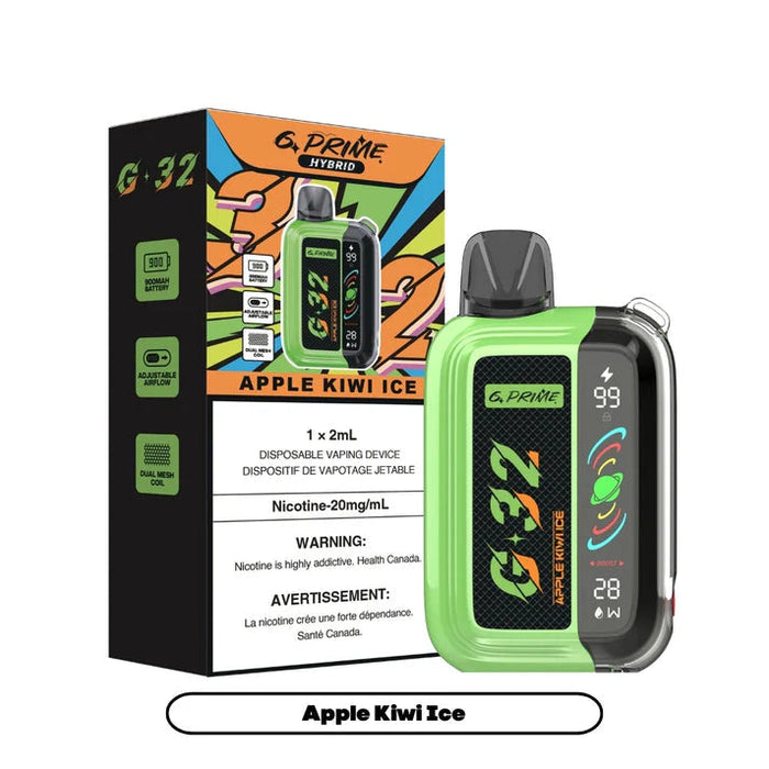 G PRIME 32 (ABT) Apple kiwi Ice / 20MG Intense Disposables G PRIME 32 (ABT) | Downtown Smokes N Vapes