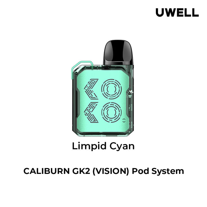 UWELL CALIBURN GK2 VISION POD KIT Limpid Cyan Salt Nic Devices UWELL CALIBURN GK2 VISION POD KIT | Downtown Smokes N