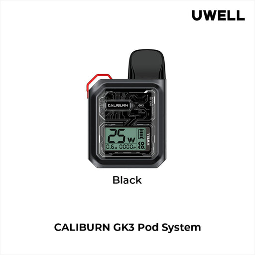 UWELL CALIBURN GK3 OPEN POD KIT - Black - Salt Nic Devices UWELL CALIBURN GK3 OPEN POD KIT | Downtown Smokes N Vapes
