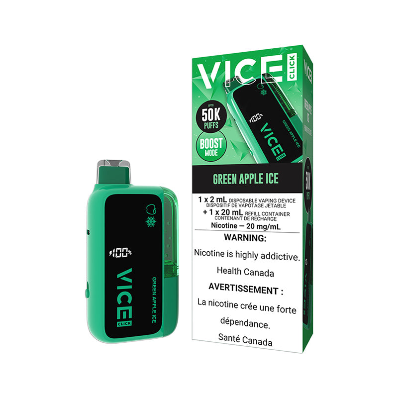 VICE CLICK 50K Disposable Vape - Green Apple Ice / 20MG - Disposables VICE CLICK 50K Disposable Vape | Downtown Smokes