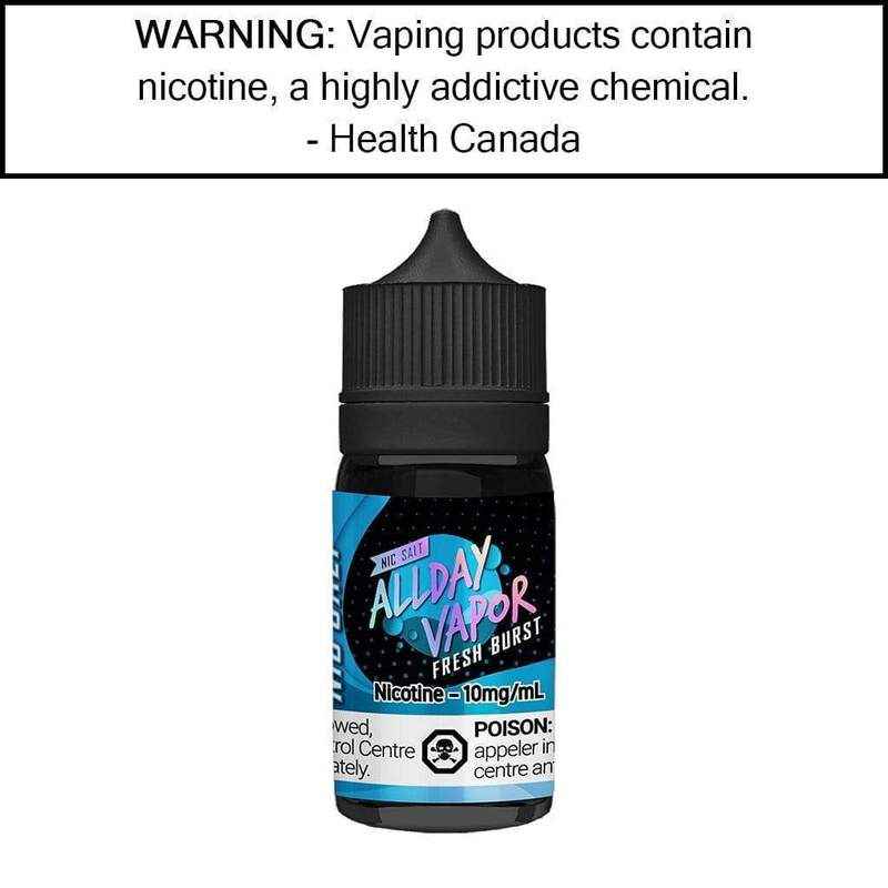 ALLDAY VAPOR SALT NIC 30ML FRESH BURST / 10MG Salt Nic ALLDAY VAPOR SALT NIC 30ML | Downtown Smokes N Vapes