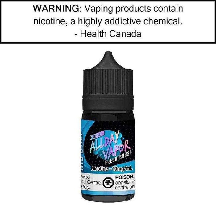 ALLDAY VAPOR SALT NIC 30ML FRESH BURST / 10MG Salt Nic ALLDAY VAPOR SALT NIC 30ML | Downtown Smokes N Vapes