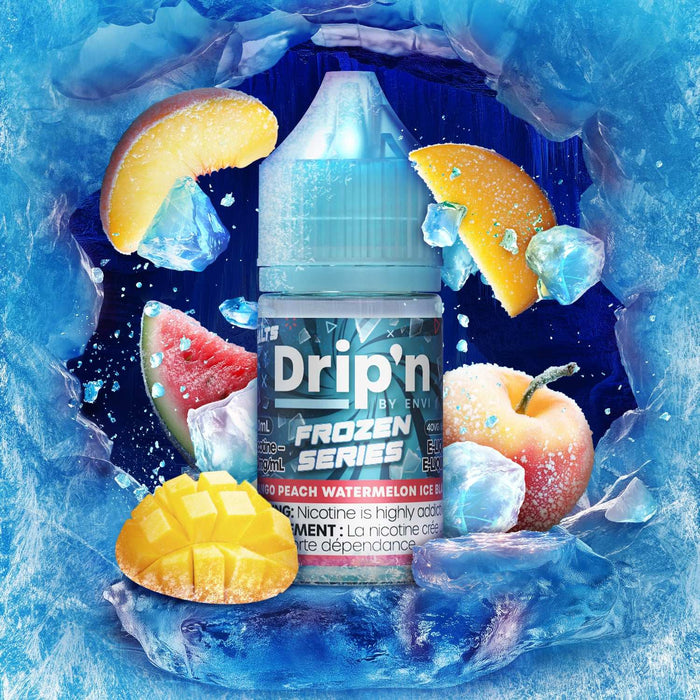 DRIP’N FROZEN BY ENVI SALT NIC 30ML Mango Peach Watermelon Ice / 20MG Salt Nic DRIP’N FROZEN BY ENVI SALT NIC 30ML