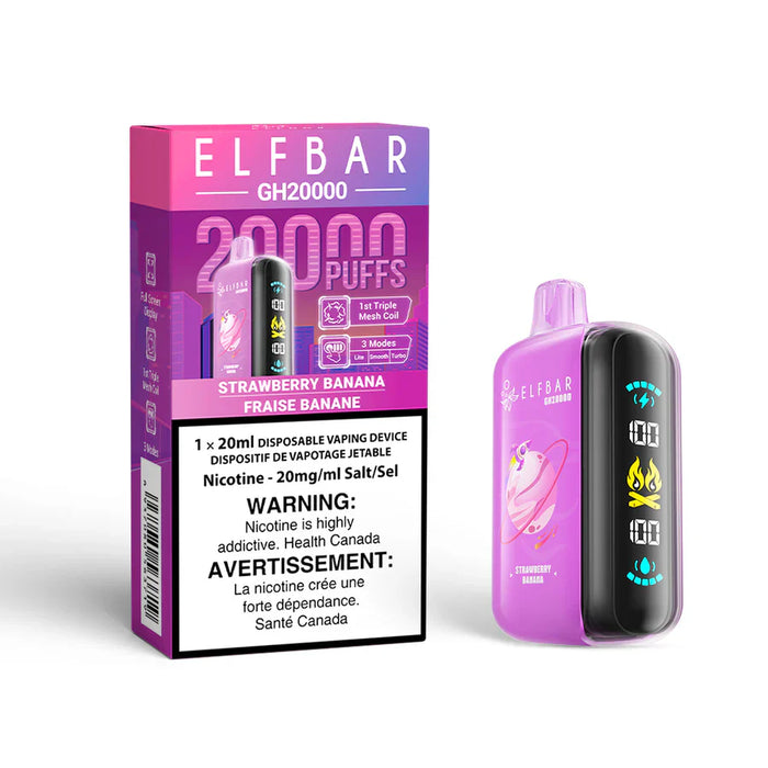 ELFBAR GH20000 Strawberry Banana / 20MG Disposables ELFBAR GH20000 | Downtown Smokes N Vapes