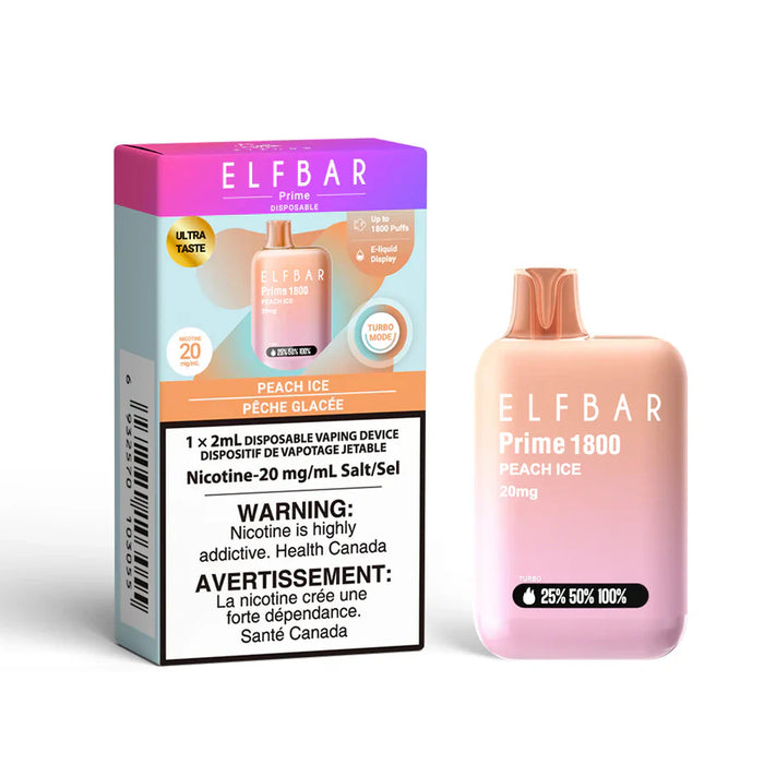 ELFBAR PRIME 1800 Peach ICE / 20MG Disposables ELFBAR PRIME 1800 | Downtown Smokes N Vapes