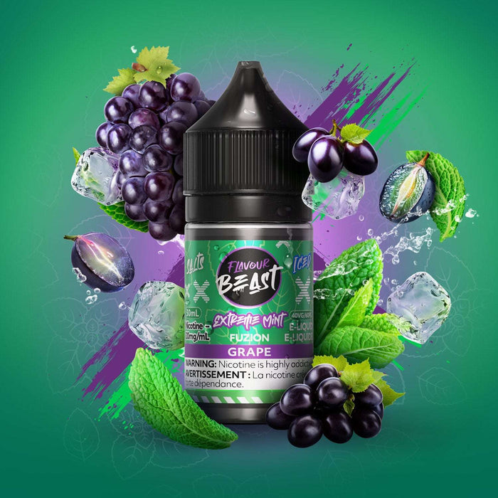 FLAVOUR BEAST FUZION SALT 30ML Extreme Mint Fuzion Grape (ICED) / 20MG Salt Nic FLAVOUR BEAST FUZION SALT 30ML