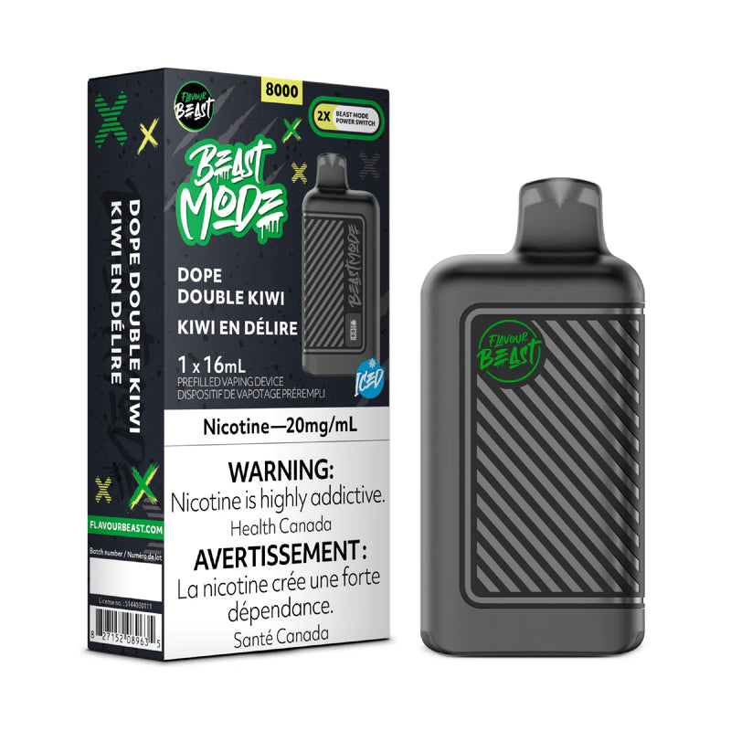 FLAVOUR BEAST BEAST MODE 8K DOPE Double Kiwi ICED / 20MG Disposables FLAVOUR BEAST BEAST MODE 8K | Downtown Smokes N