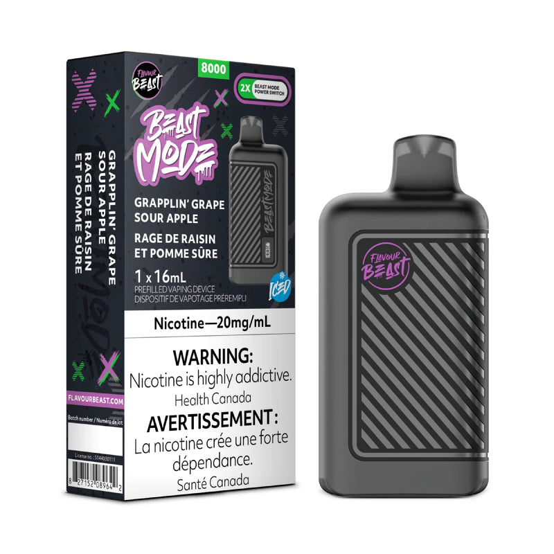 FLAVOUR BEAST BEAST MODE 8K GRAPPLIN’ Grape Sour Apple ICED / 20MG Disposables FLAVOUR BEAST BEAST MODE 8K | Downtown