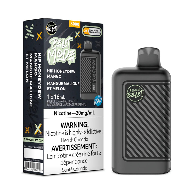 FLAVOUR BEAST BEAST MODE 8K HIP Honeydew Mango ICED / 20MG Disposables FLAVOUR BEAST BEAST MODE 8K | Downtown Smokes N
