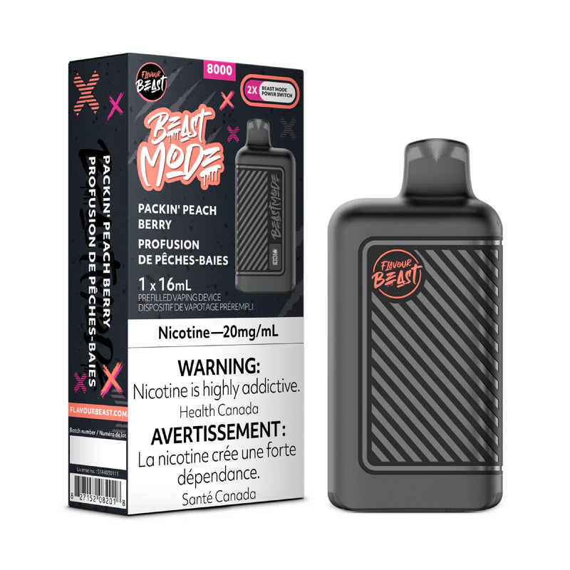 FLAVOUR BEAST BEAST MODE 8K PACKIN’ Peach Berry / 20MG Disposables FLAVOUR BEAST BEAST MODE 8K | Downtown Smokes N Vapes