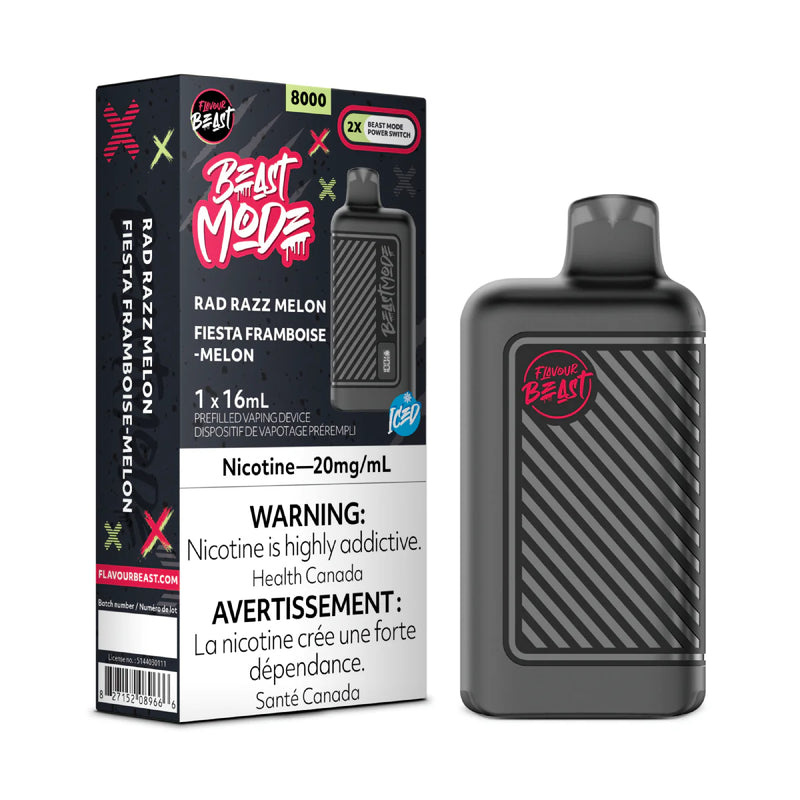 FLAVOUR BEAST BEAST MODE 8K RAD Razz Melon ICED / 20MG Disposables FLAVOUR BEAST BEAST MODE 8K | Downtown Smokes N Vapes