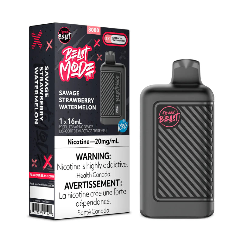 FLAVOUR BEAST BEAST MODE 8K SAVAGE Strawberry Watermelon ICED / 20MG Disposables FLAVOUR BEAST BEAST MODE 8K | Downtown