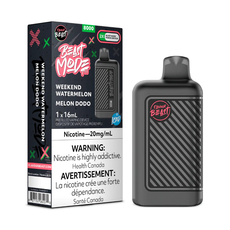 FLAVOUR BEAST BEAST MODE 8K WEEKEND Watermelon ICED / 20MG Disposables FLAVOUR BEAST BEAST MODE 8K | Downtown Smokes N