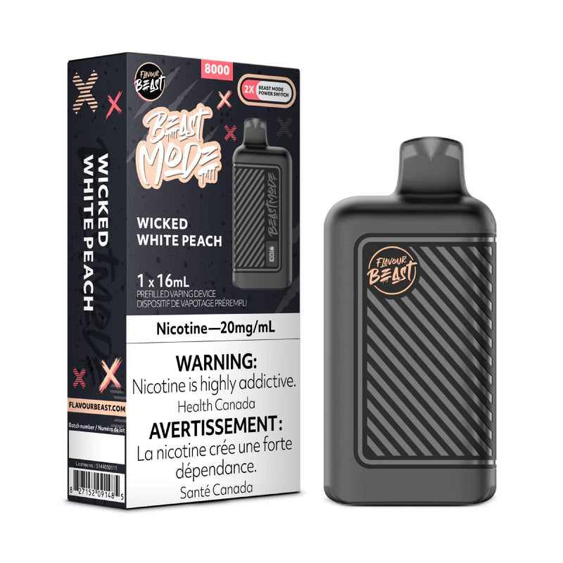 FLAVOUR BEAST BEAST MODE 8K WICKED White Peach / 20MG Disposables FLAVOUR BEAST BEAST MODE 8K | Downtown Smokes N Vapes
