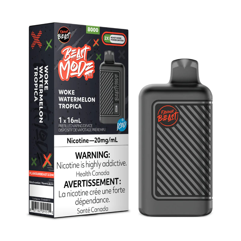 FLAVOUR BEAST BEAST MODE 8K WOKE Watermelon Tropica ICED / 20MG Disposables FLAVOUR BEAST BEAST MODE 8K | Downtown