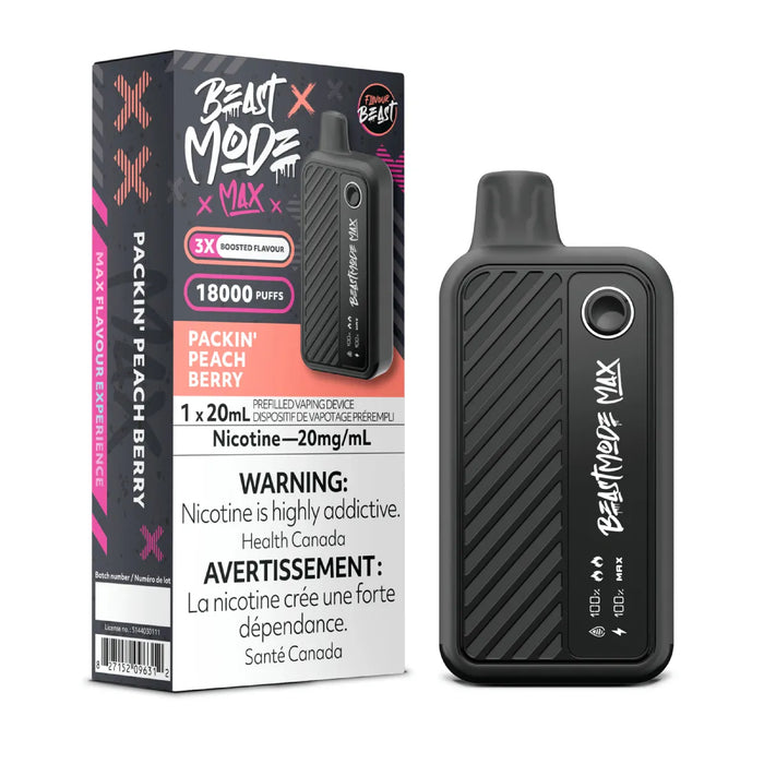 FLAVOUR BEAST BEAST MODE MAX 18K PACKIN’ Peach Berry / 20MG Disposables FLAVOUR BEAST BEAST MODE MAX 18K | Downtown
