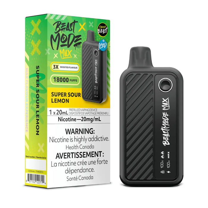 FLAVOUR BEAST BEAST MODE MAX 18K SUPER Sour Lemon ICED / 20MG Disposables FLAVOUR BEAST BEAST MODE MAX 18K | Downtown