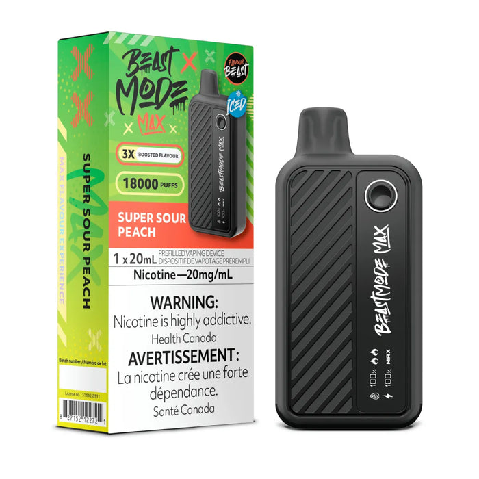 FLAVOUR BEAST BEAST MODE MAX 18K SUPER Sour Peach ICED / 20MG Disposables FLAVOUR BEAST BEAST MODE MAX 18K | Downtown