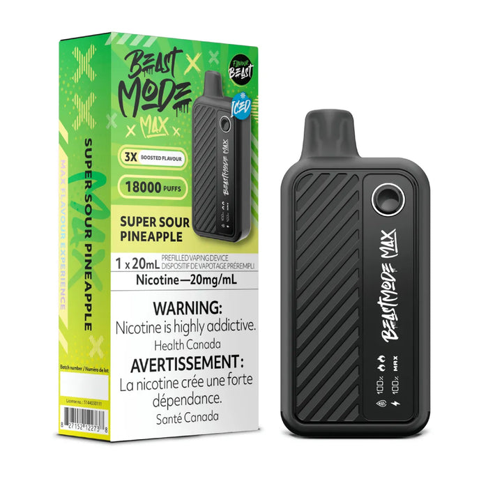 FLAVOUR BEAST BEAST MODE MAX 18K SUPER Sour Pineapple ICED / 20MG Disposables FLAVOUR BEAST BEAST MODE MAX 18K