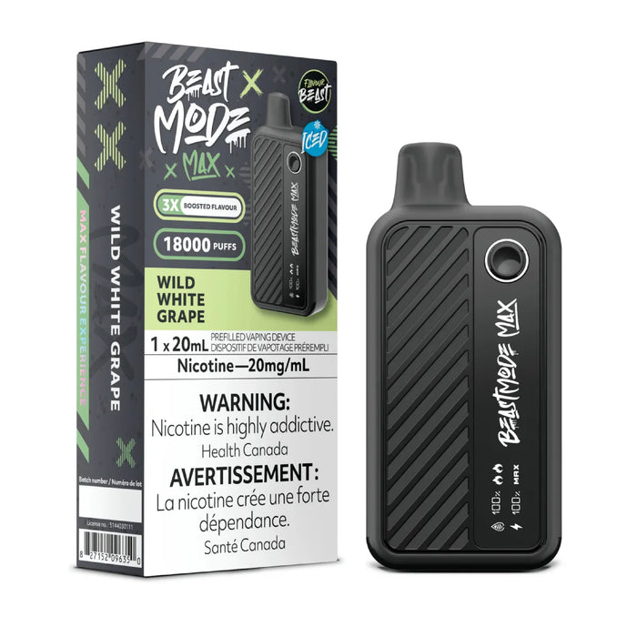 FLAVOUR BEAST BEAST MODE MAX 18K WILD White Grape ICED / 20MG Disposables FLAVOUR BEAST BEAST MODE MAX 18K | Downtown