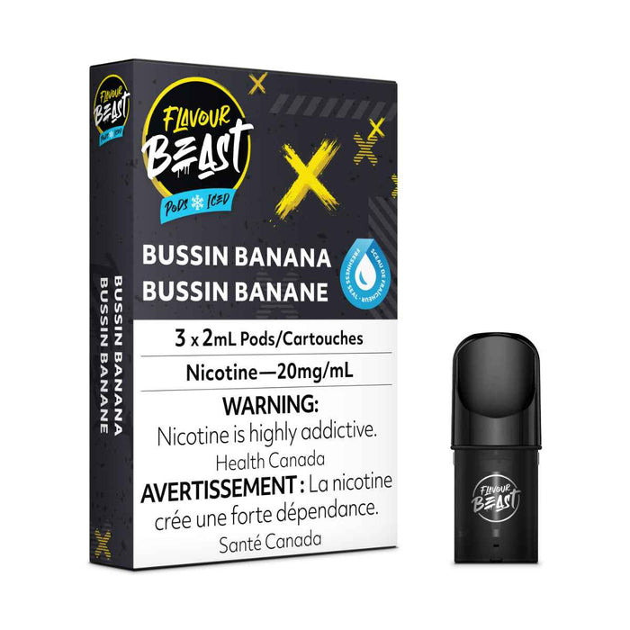 FLAVOUR BEAST PODS Bussin Banana Iced / 20MG Closed Pods FLAVOUR BEAST PODS | Downtown Smokes N Vapes