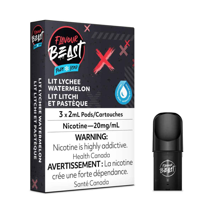 FLAVOUR BEAST PODS Lit Lychee Watermelon Iced / 20MG Closed Pods FLAVOUR BEAST PODS | Downtown Smokes N Vapes
