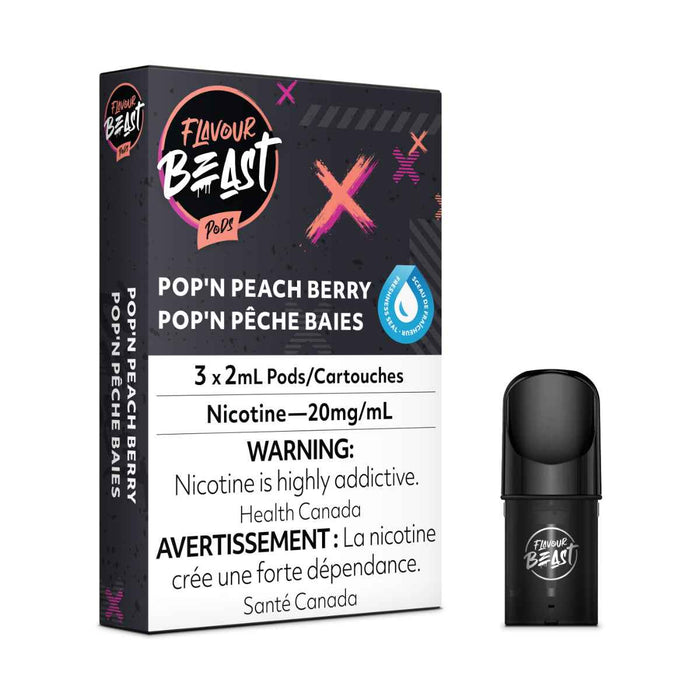 FLAVOUR BEAST PODS Pop’n Peach Berry / 20MG Closed Pods FLAVOUR BEAST PODS | Downtown Smokes N Vapes