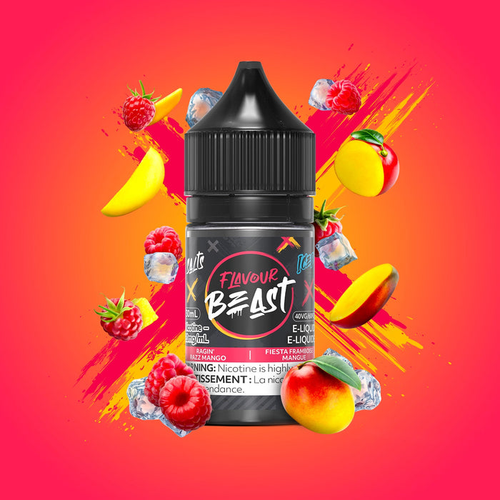 FLAVOUR BEAST SALTS 30ML Ragin’ Razz Mango Iced / 10MG Salt Nic FLAVOUR BEAST SALTS 30ML | Downtown Smokes N Vapes