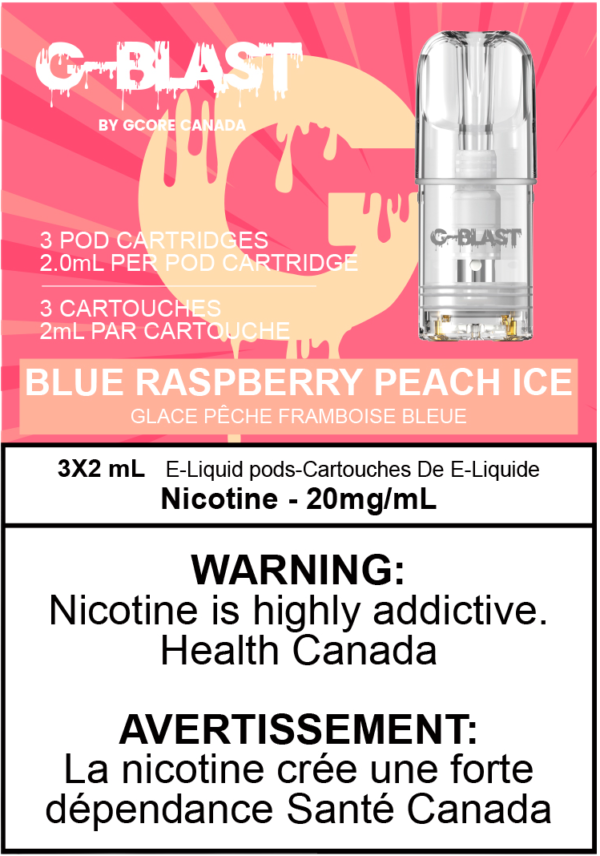 G Blast Pods by G Core Blue Raspberry Peach ICE / 20MG Closed Pods G Blast Pods by G Core | Downtown Smokes N Vapes