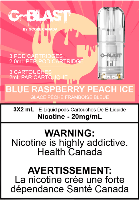 G Blast Pods by G Core Blue Raspberry Peach ICE / 20MG Closed Pods G Blast Pods by G Core | Downtown Smokes N Vapes