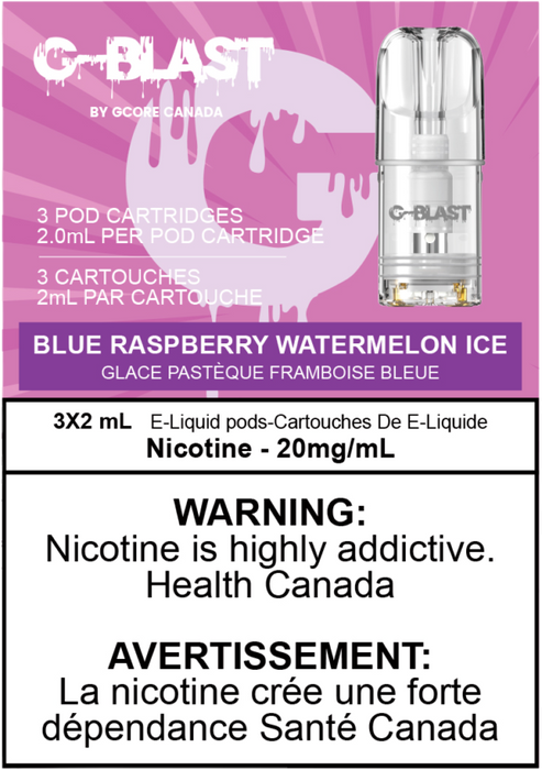 G Blast Pods by G Core Blue Raspberry Watermelon ICE / 20MG Closed Pods G Blast Pods by G Core | Downtown Smokes N Vapes