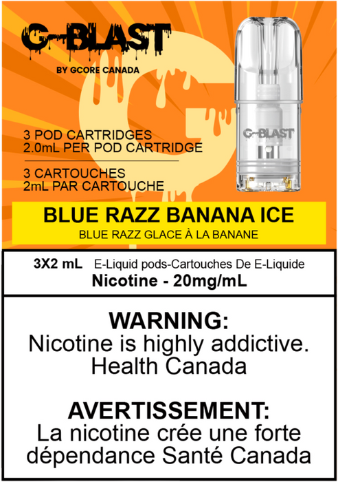 G Blast Pods by G Core Blue Razz Banana ICE / 20MG Closed Pods G Blast Pods by G Core | Downtown Smokes N Vapes