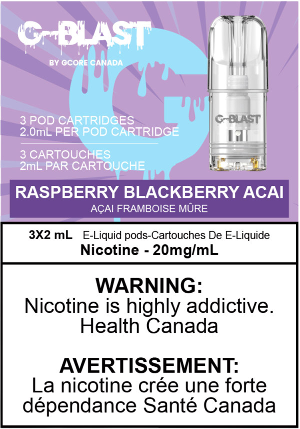 G Blast Pods by G Core Raspberry Blackberry Acai / 20MG Closed Pods G Blast Pods by G Core | Downtown Smokes N Vapes