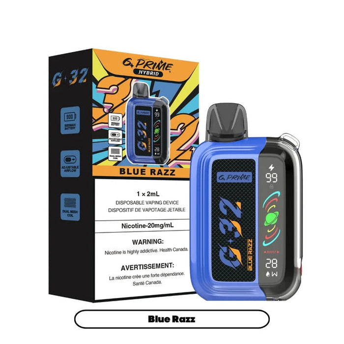 G PRIME 32 (ABT) Blue Razz / 20MG Intense Disposables G PRIME 32 (ABT) | Downtown Smokes N Vapes