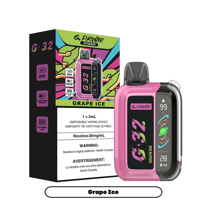 G PRIME 32 (ABT) Grape Ice / 20MG Intense Disposables G PRIME 32 (ABT) | Downtown Smokes N Vapes