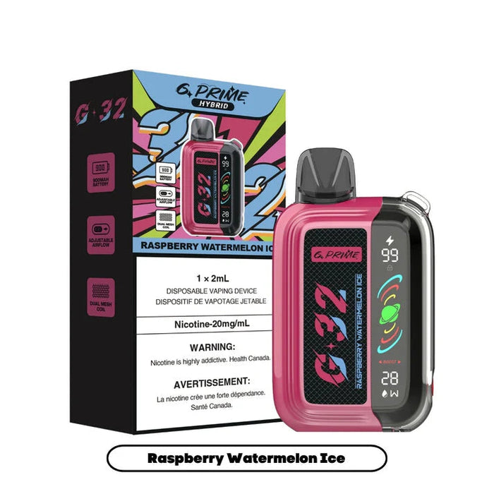 G PRIME 32 (ABT) Raspberry watermelon Ice / 20MG Intense Disposables G PRIME 32 (ABT) | Downtown Smokes N Vapes