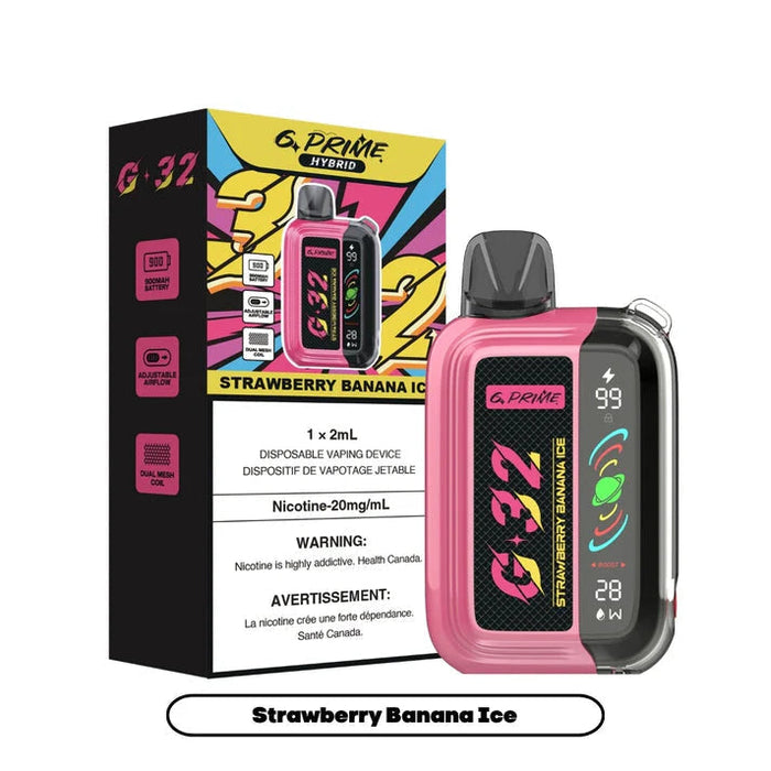 G PRIME 32 (ABT) Strawberry Banana Ice / 20MG Intense Disposables G PRIME 32 (ABT) | Downtown Smokes N Vapes