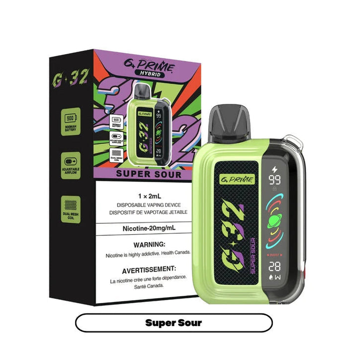 G PRIME 32 (ABT) Super Sour / 20MG Intense Disposables G PRIME 32 (ABT) | Downtown Smokes N Vapes