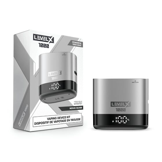 LEVEL X DEVICE KIT 1000 Silver Closed Pods LEVEL X DEVICE KIT 1000 | Downtown Smokes N Vapes