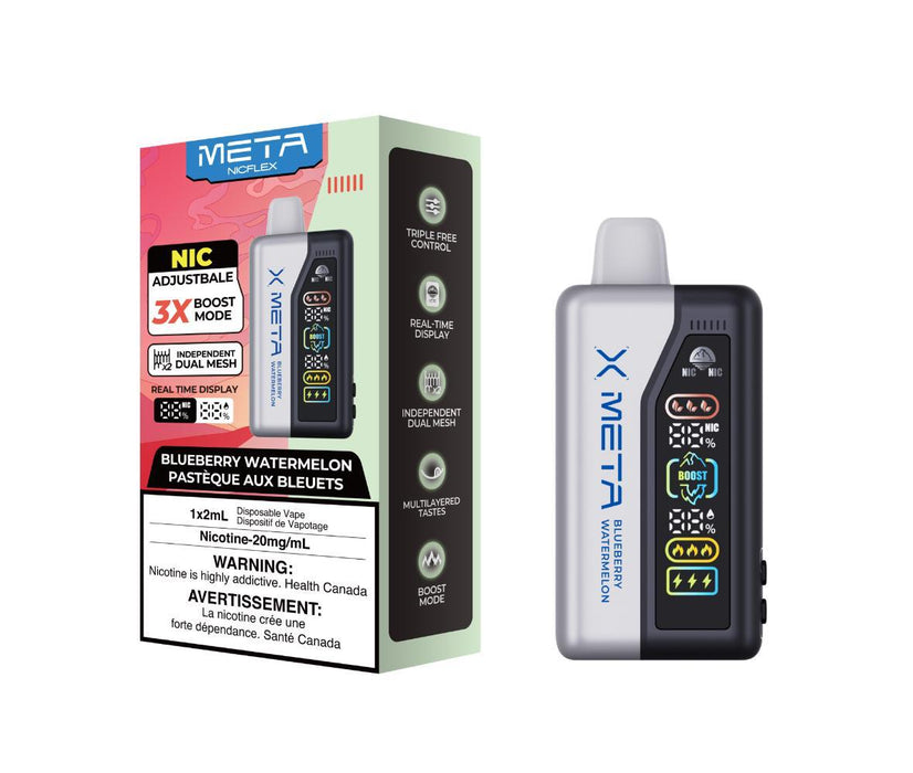 META NIC FLEX 40K HYBRID Blueberry Watermelon / 20MG FLEX HYBRID Disposables META NIC FLEX 40K HYBRID | Downtown Smokes
