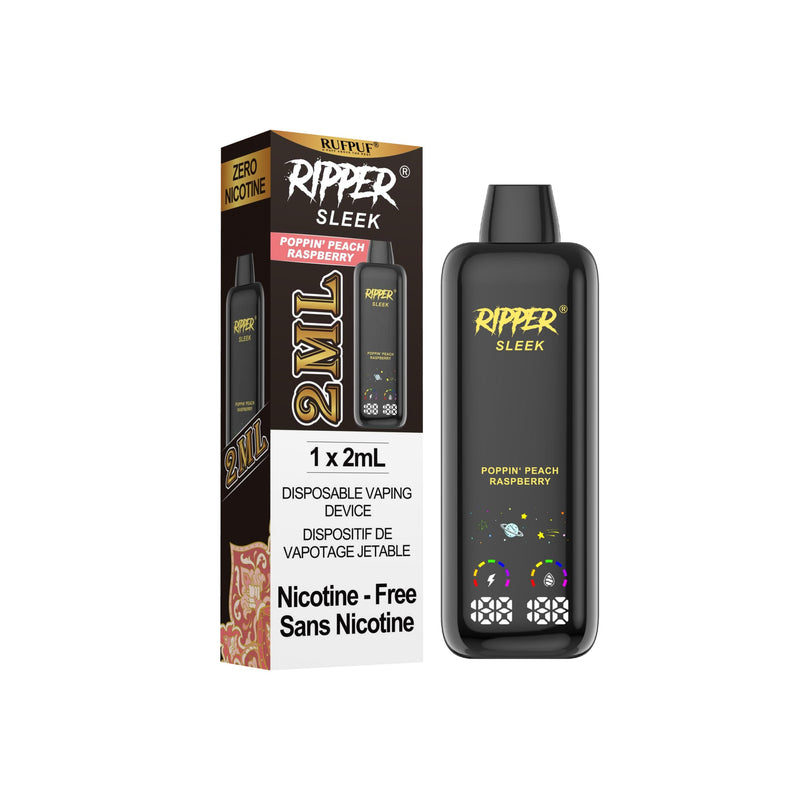 Ripper SLEEK 0NIC (2ml) - POPPIN’ PEACH RASPBERRY - Disposables RIPPER SLEEK 0NIC (2ML) | Downtown Smokes N Vapes