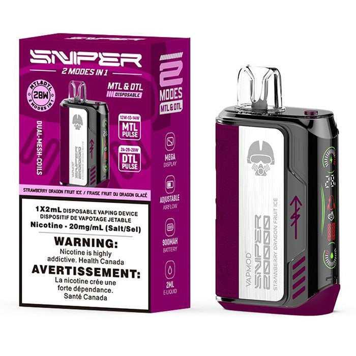 SNIPER 20K INTENSE 😉 Strawberry Dragonfruit Ice / 20MG Intense Disposables SNIPER 20K INTENSE 😉 | Downtown Smokes N