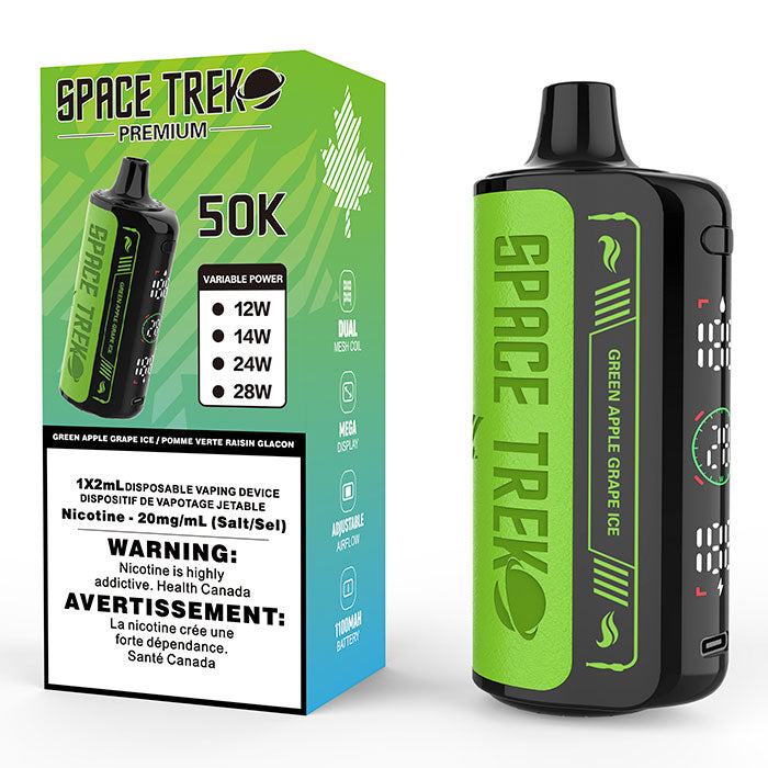 SPACE TREK PREMIUM 50K DISPOSABLE VAPE Green Apple Grape Ice / 20MG Disposables SPACE TREK PREMIUM 50K DISPOSABLE VAPE