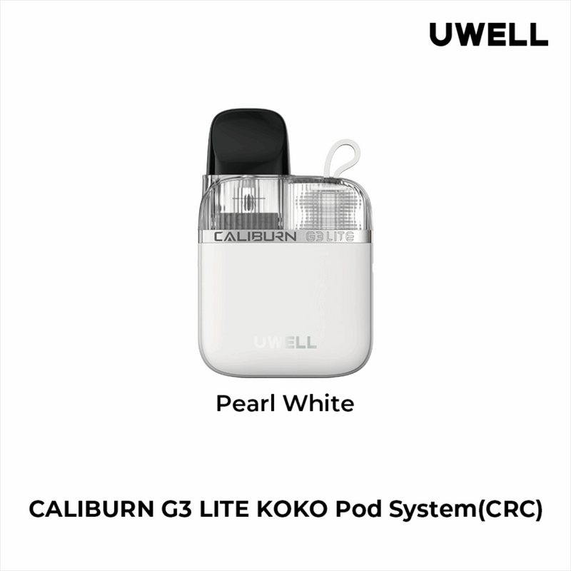 UWELL CALIBURN G3 LITE KOKO OPEN POD KIT Pearl White Salt Nic Devices UWELL CALIBURN G3 LITE KOKO OPEN POD KIT