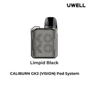 UWELL CALIBURN GK2 VISION POD KIT Limpid Black Salt Nic Devices UWELL CALIBURN GK2 VISION POD KIT | Downtown Smokes N