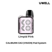 UWELL CALIBURN GK2 VISION POD KIT Limpid Pink Salt Nic Devices UWELL CALIBURN GK2 VISION POD KIT | Downtown Smokes N